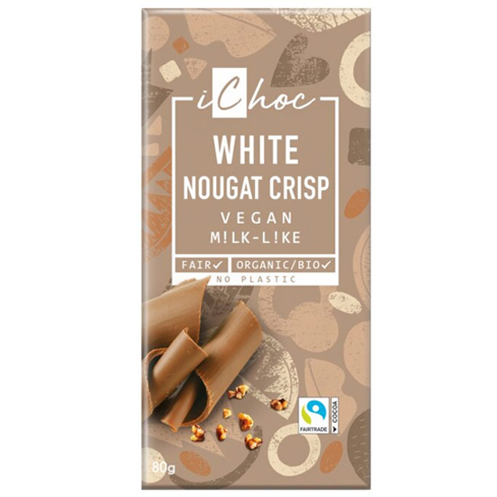 Vegan Σοκολάτα iChoc 'Λευκή με Νουγκατίνα' (80γρ)